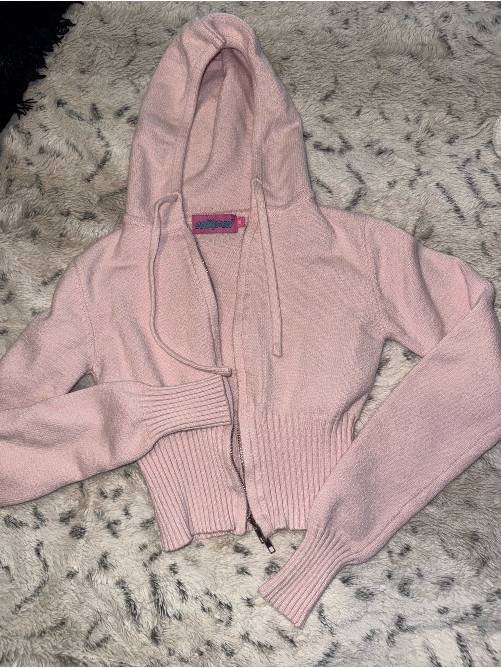 Edikted Pink super soft cropped sweater jacket